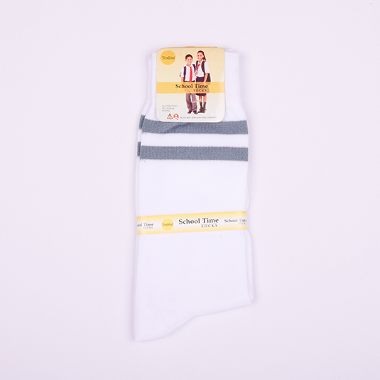 SCHOLAR SOCKS WHITE-GREY BORDER